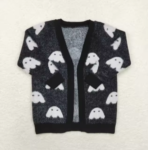 Cardigan en tricot chaud pour filles, motif fantôme et citrouille d'Halloween, manches longues, vêtement d'extérieur d'automne, vente en gros - Product Image 2