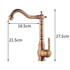 Antique Brass phòng tắm vòi nước lưu vực bồn rửa xoay vòi Vanity rắn brass sàn gắn nóng và lạnh Mixer nước <span class=keywords><strong>TAP</strong></span> - Product Image 3