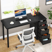 Bureau d'ordinateur moderne avec 5 tiroirs réversibles, table d'écriture écologique de 47 pouces avec structure métallique pour bureau à domicile