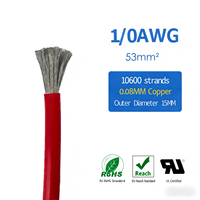 Cable Eléctrico de Silicona UL3512 1/0AWG 53mm, Cable de Cobre Trenzado Resistente a Altas Temperaturas, Cable de Alimentación para Inversor, Sistema de Accionamiento para Vehículos Eléctricos