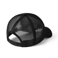 Casquettes de baseball ajustables à 5 panneaux avec logo tissé circulaire personnalisé, en maille respirante, style camionneur, à fermeture snapback