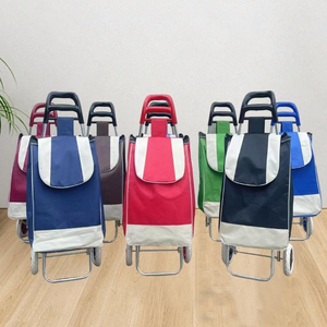 Chariot de courses pliable Hitree QM en plastique avec quatre roues, revêtement poudré pour usage extérieur, 92x35x18cm, modèle PLD-C4061 - Product Image 2