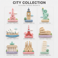 Magnet Kulkas Silikon Landmark Kota 3D Bangunan Terkenal PVC Magnet Kulkas Suvenir Perjalanan Hadiah untuk Turis