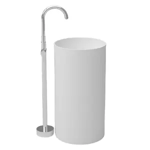 Single Floor Standing Wash Basin Smooth Surface Pedestal Sink Wash Sink Bathroom