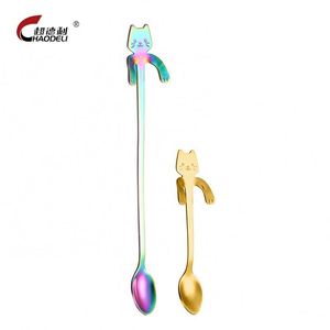 Thickened 304 Stainless Steel square Head Golden Dessert <b>Spoon</b> - Product Image 1