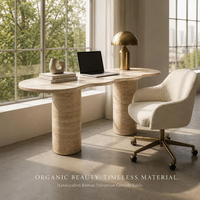 Table console en travertin beige naturel Newstar, table d'entrée en pierre de luxe pour couloir, hall d'entrée, maison, hôtel