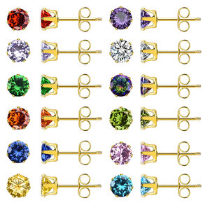 Non ternir 14k or zircon cubique pierre de naissance boucles <span class=keywords><strong>d</strong></span>'oreilles hypoallergénique en acier inoxydable pierre de naissance <span class=keywords><strong>diamant</strong></span> boucles <span class=keywords><strong>d</strong></span>'oreilles - Product Image 1