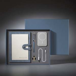 Leather <b>Button</b> Pocket Notebook Pen Set with <b>Magnetic</b> Wireless Charging Power Bank & USB Flash for 2025 New Business Gift Items - Product Image 1