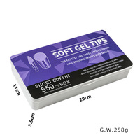 Pointes d'ongles en gel souple populaires, couvrantes, 550 pièces/boîte, forme cercueil moyenne, 11 tailles, à presser, faux ongles