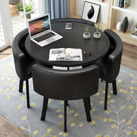 Ensemble de table à manger de luxe moderne 5 pièces (4 chaises + table) Écologique et peu encombrant pour appartement, salon, hôtel - Petits espaces