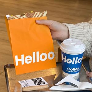 Bolsa de Papel Kraft Reciclable Ecológica con Logotipo Personalizado para Rebanadas de Pan, Sándwiches, Hamburguesas, Pasteles, Galletas y Tartas - Product Image 4