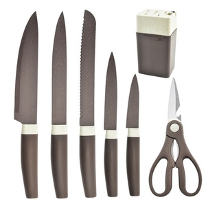 En gros, Ensemble de couteaux de cuisine en acier inoxydable, comprenant couteau de chef, couteau à découper, couteau à éplucher, ciseaux et bloc de rangement - Product Image 1