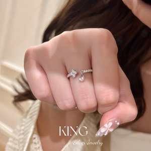 S925 Sterling Silver Water Drop <b>Ring</b> Teardrop Shape Women's Fashion Jewelry Pinky <b>Ring</b> Everyday Wear - Product Image 3