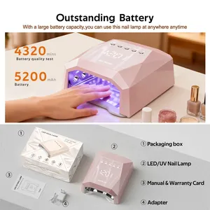 Lampe à ongles UV LED rechargeable 120W avec 45 grosses perles et base miroir, séchoir à gel rapide pour les pieds - Product Image 6