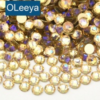 Oleeya Venta al por mayor de pedrería de cristal AB de fondo dorado premium, 2088 Xirius, 16 cortes, sin fijación en caliente, para pegar en prendas