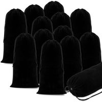 Sacs à chaussures simples en flanelle noire de 8x17 pouces avec logo personnalisé pochettes à poussière avec cordon de serrage pour le voyage et le stockage à domicile