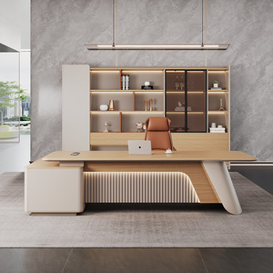 Scrivania Direzionale Moderna di Lusso in Legno con Mobile Laterale e Libreria per <span class=keywords><strong>Ufficio</strong></span> Aziendale - Product Image 2