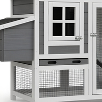 Poulailler en bois, cage à lapins, enclos pour animaux de compagnie avec clôture en grillage, abri extérieur gris et blanc