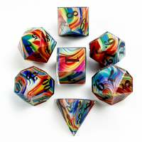 Ensemble de dés en acrylique marbré arc-en-ciel, 7 pièces, logo personnalisé, dés polyédriques à bords vifs pour jeux de rôle Dungeons & Dragons, vente en gros OEM