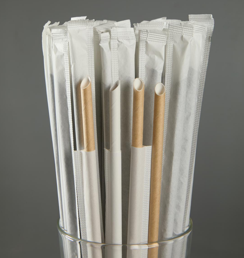 Eco Friendly Disposable Recycled Paper Straw Recyclable Juice Bubble Tea Drinking Straw 12*230mm