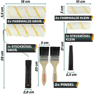 Kit de <span class=keywords><strong>peinture</strong></span> 10 pièces - <span class=keywords><strong>Rouleau</strong></span>, bac, raclette, bâche, ruban de <span class=keywords><strong>masquage</strong></span>, pinceau et support mural - Outils complets pour la <span class=keywords><strong>peinture</strong></span> murale - Product Image 2