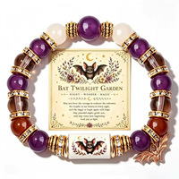 Bracelet unisexe bohème d'Halloween avec perles en fausse céramique, pendentifs citrouille, fantôme, chauve-souris et chapeau, bijoux en strass de cristal, cadeau