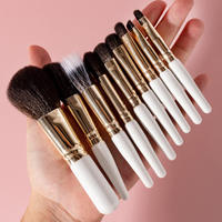 Nouveauté - Ensemble de 9 pinceaux de maquillage miniatures portables de luxe - Manche en bois - Poils synthétiques - Pinceaux de maquillage vegan