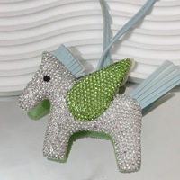 Petit Pégase créatif en cuir pour le bricolage, pendentif de sac de poney en strass, ange volant, cheval, porte-clés, accessoires de bijoux, vente en gros