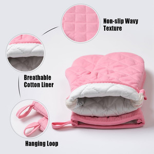 YINHAO 1 Par de Guantes de <span class=keywords><strong>Cocina</strong></span> con Relleno de Algodón, Resistentes al Calor <span class=keywords><strong>y</strong></span> Antideslizantes <span class=keywords><strong>para</strong></span> Cocinar, Hornear, Asar a la Parrilla - Product Image 3