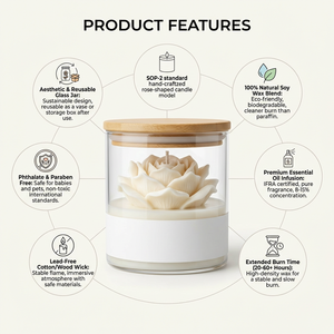 Candela Profumata Personalizzata in <span class=keywords><strong>Cera</strong></span> di Soia alla Rosa per Aromaterapia Regalo Decorativo per San Valentino - Product Image 4