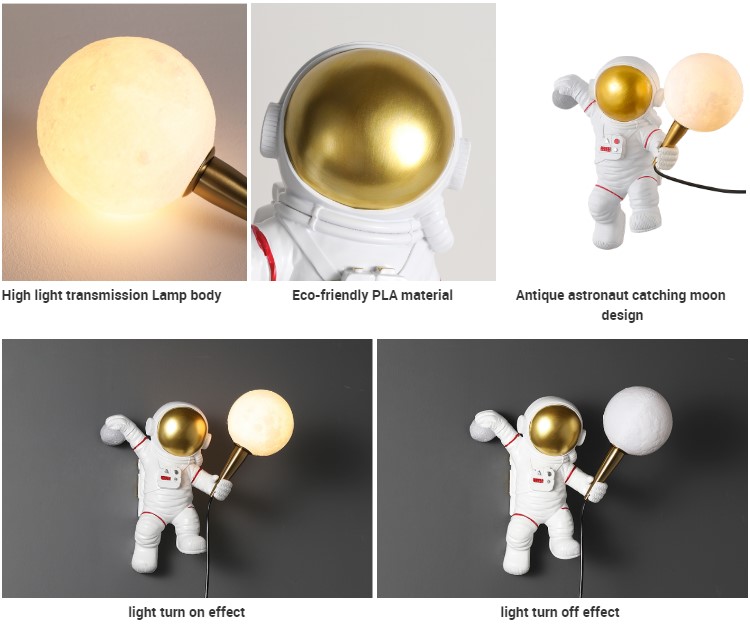 Modern Astronaut kids room Lamps Art Resin Wall Light Bedroom Bedside Night Lights Space Man G9 LED Wall  lamp table lighting