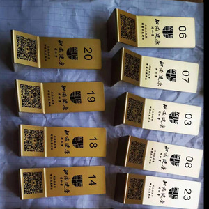 Stainless Steel <b>Table</b> Number <b>Card</b> A2 Textured Brass Color For Restaurant Front Of House Service - Product Image 4