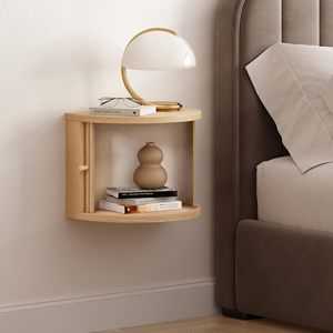 Estante Flotante para Mesita <span class=keywords><strong>de</strong></span> <span class=keywords><strong>Noche</strong></span> con Puerta Corredera y Almacenamiento - Estante Flotante para Mesita <span class=keywords><strong>de</strong></span> <span class=keywords><strong>Noche</strong></span>, Montado en la <span class=keywords><strong>Pared</strong></span>, <span class=keywords><strong>de</strong></span> Madera - Product Image 1