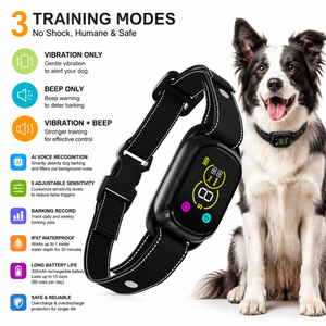 <span class=keywords><strong>Collier</strong></span> anti-aboiement intelligent AI Premium sans choc, en nylon, étanche IPX7, avec vibration et bip, <span class=keywords><strong>pour</strong></span> l'entraînement et la correction du comportement des chiens - Product Image 4