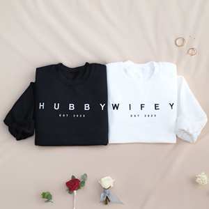 Yousi Customized 280g Women's Crewneck <strong>Sweatshirt</strong> <strong>WIFEY</strong> HUBBY Embroidered Personalized Honeymoon Gift Wholesale for Winter - Product Image 1