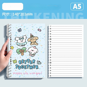 Süßes Cartoon-Notizbuch mit Hunde-Mädchen-Motiv, ohne die Hände zu verletzen, lose Blätter, für Mittelschüler, B5-Notizblock - Product Image 6