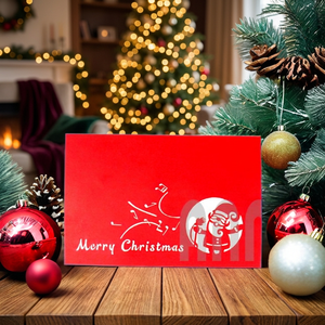 Custom 3D Laser Cut Santa Singing Japandi Fairy Style Letterpress Offset Printed <b>Paper</b> Greeting Card Christmas Day Souvenir Gift - Product Image 3