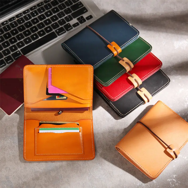 Retro RFID Credit Card Holder Multifunction Document Holder Genuine Leather Mini Wallet for Women