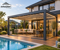 Pergola motorisée en aluminium de qualité supérieure Airfun Outdoor, écologique, avec auvent imperméable, lames orientables, toit bioclimatique, nature