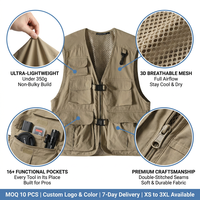 Gilets de Volontaire Personnalisés en Gros avec Impression de Logo, Dos Amovible en Maille Respirante, Gilet Cargo d'Extérieur Taille US