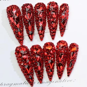 Pretty Shiny Glitter Material ABS Decoraciones hechas a mano Prensa en <span class=keywords><strong>uñas</strong></span> con varios colores - Product Image 3