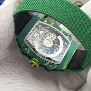 High-quality 6702 Style 7.8mm Green Carbon Fiber <b>Skeleton</b> <b>Automatic</b> <b>Watch</b> With Green Fabric Strap - Product Image 5