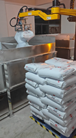 Ouvre-sacs en polysilicium pour l'industrie photovoltaïque, 25-100 kg/sac, 100 sacs/h, options anti-explosion, servo, VFD, PLC, écran tactile