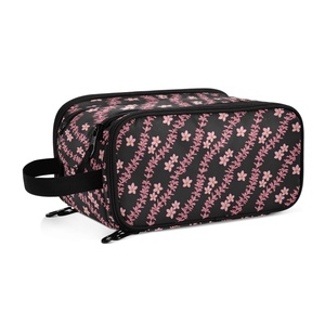 Hawaii Pink Plumiera Design Makeup Bag Pouch Waterproof Make up Bag Skincare Cosmetic Travel Toiletry Bag with Compartments - Product Image 1