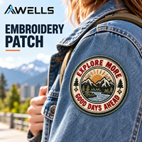 Écusson brodé personnalisé Boussole d'aventure et badge Montagne Rivière pour vestes, sacs à dos, casquettes et équipement de voyage AWELLS