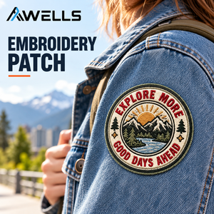 Patch Ricamato Personalizzato <span class=keywords><strong>con</strong></span> Bussola e Montagna per Giacche, Zaini, Cappelli e Attrezzatura da Viaggio AWELLS - Product Image 2