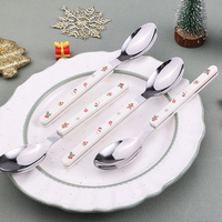 Vente en gros Cadeau de Noël Ensemble de couverts en acier inoxydable Cuillère à café Coffret cadeau de Noël Ensemble couteau cuillère fourchette