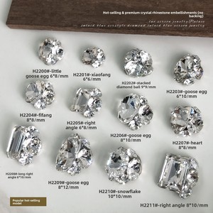 Strass en cristal prêts à l'emploi pour nail art, sans base, vente en gros, de haute qualité, en forme d'œuf de pigeon à angle droit, clous à ongles portables - Product Image 3