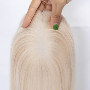 Extensiones de Cabello Humano Rubio de Aspecto Natural con Clip para Mujer, Topper de Corona Liso - Product Image 4