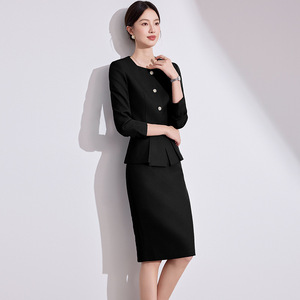 Women's Two Piece Suit Set Full Sleeve Midi Skirt Office Lady Style Anti-Wrinkle Spring Worsted Fabric - Product Image 3